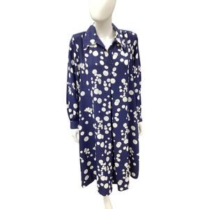 VTG Rebecca Stuart Dress Women’s Size L/XL Midi Long Sleeve ALine Swing PolkaDot